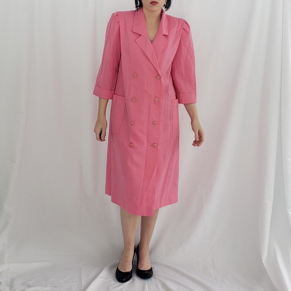 80s‎ Pink Double Breasted Dress